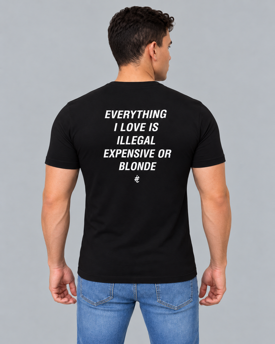 Camiseta Algodão Egípcio #itals Tudo o que eu amo Preta — Loira
