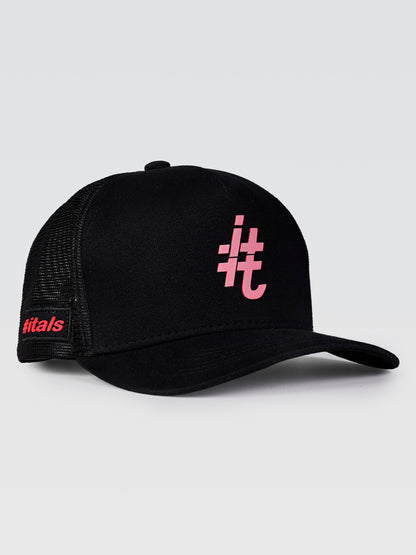 Boné Trucker #itals Preto — Brasão Mágico Vermelho
