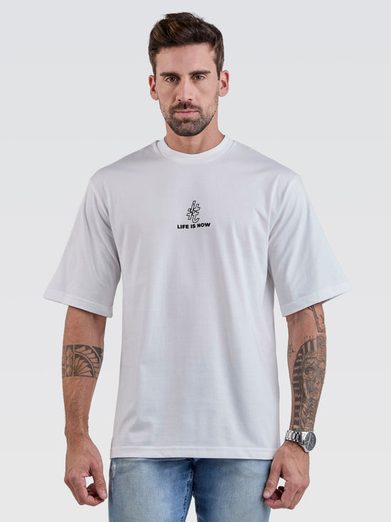 Camiseta Pima Oversized Life Is Now Branco