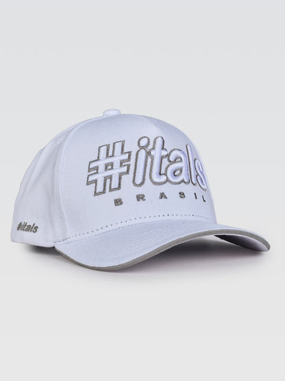 Boné Snapback #itals Vintage Branco — Bordado Contour Cinza