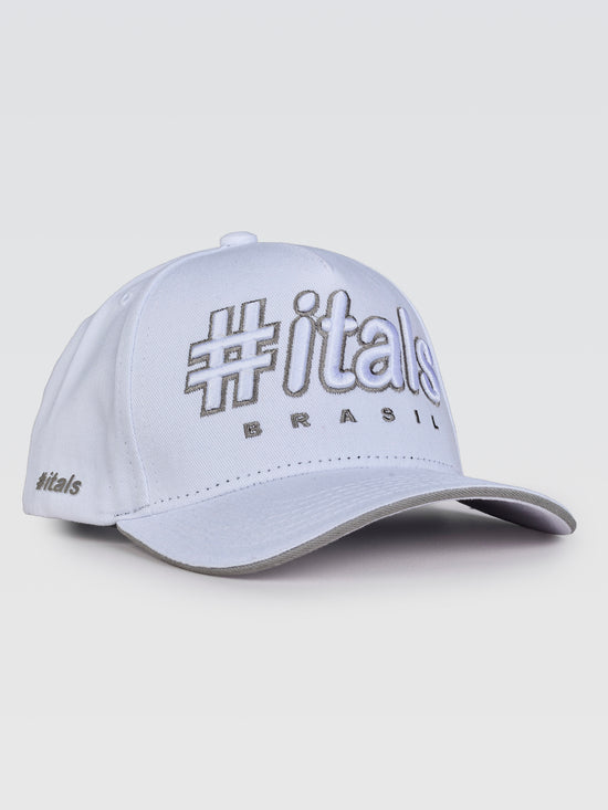 Boné Snapback #itals Vintage Branco — Bordado Contour Cinza