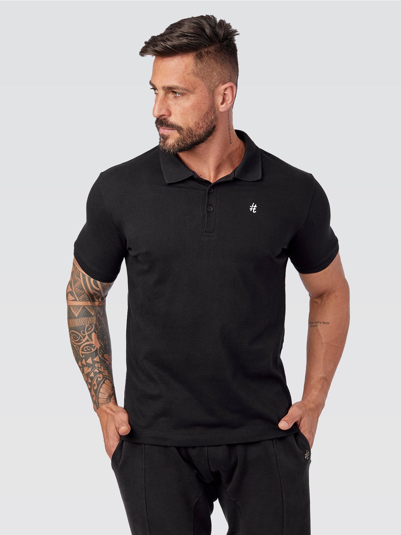 Camisa Itals Polo Preto Brasão Branco