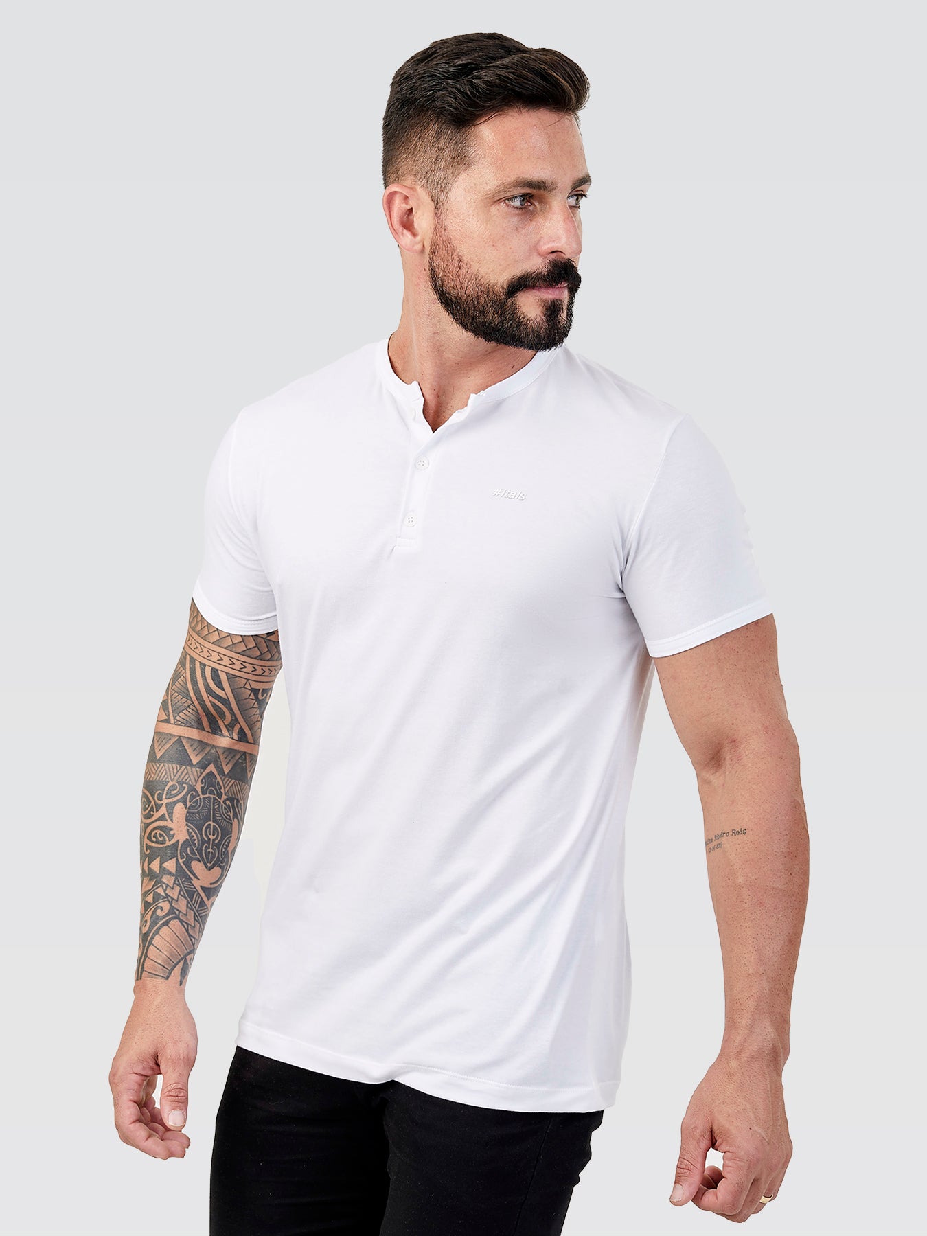 Camiseta Henley Branco