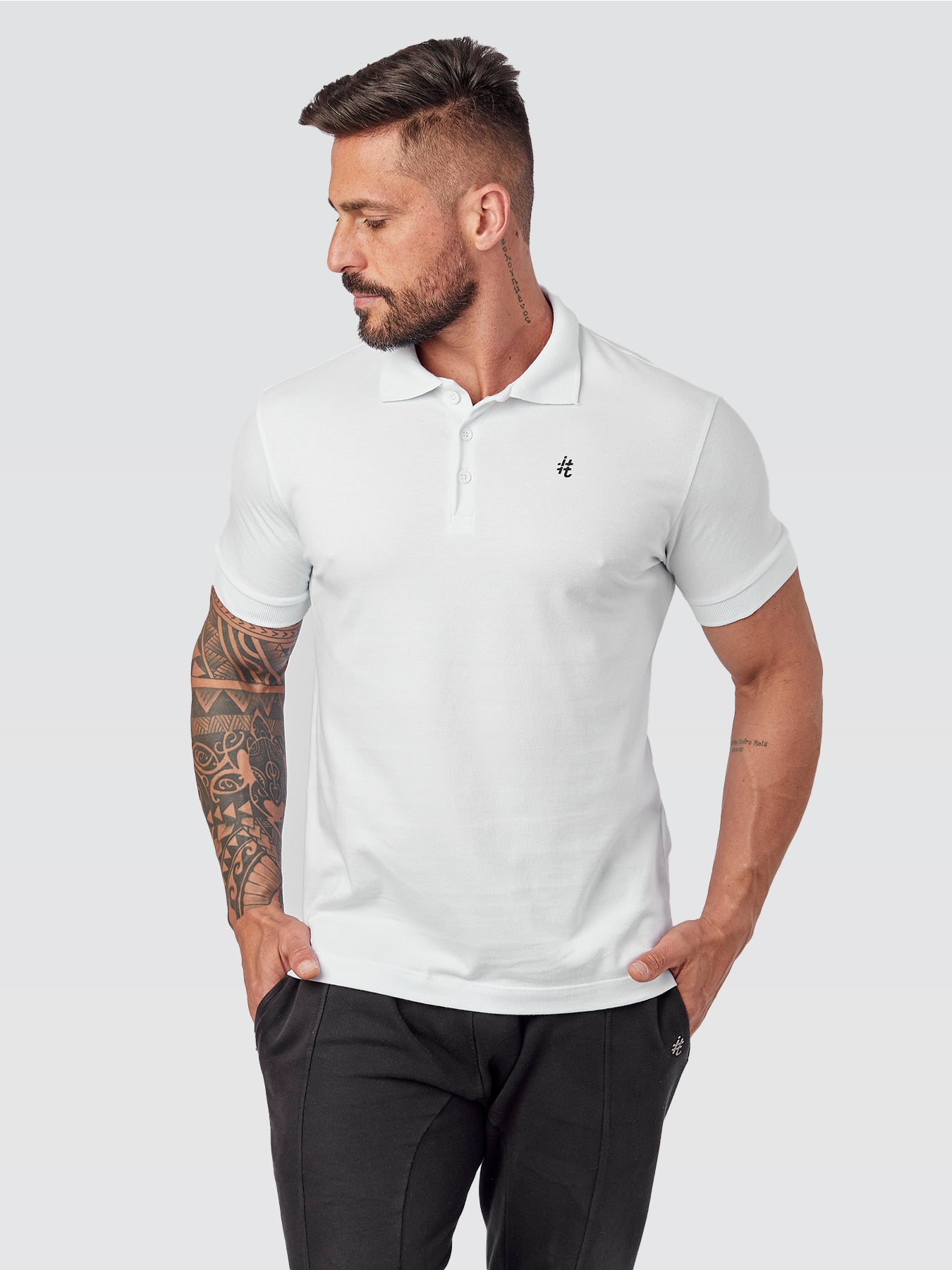 Camisa Polo Itals Branco Brasão Black