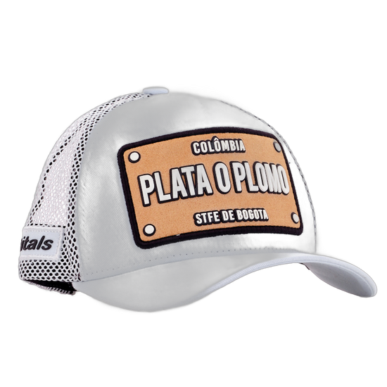 Boné itals Plata o Plomo Branco Patch Brown