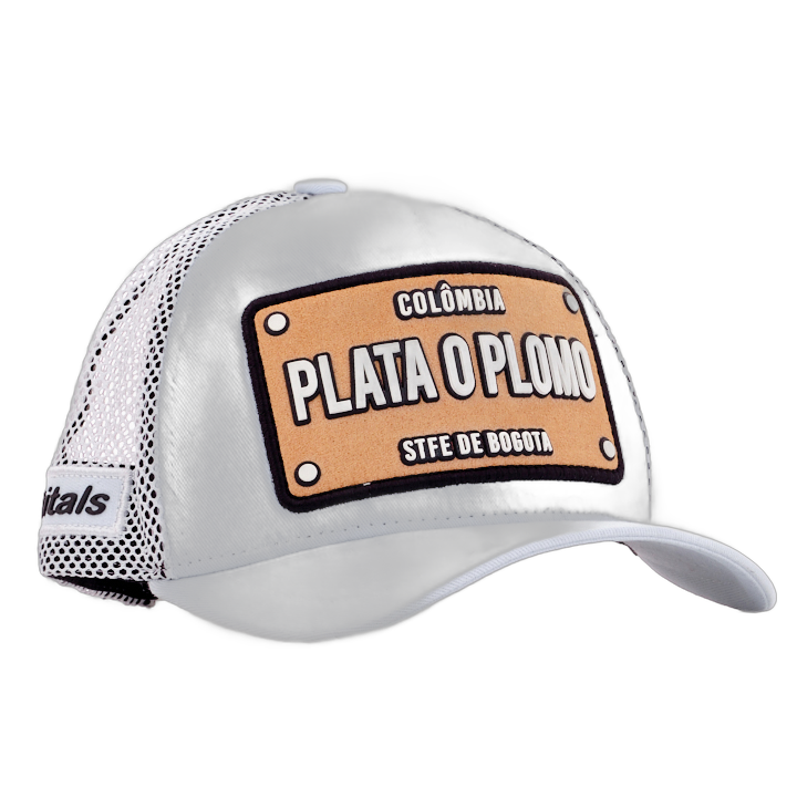 Boné itals Plata o Plomo Branco Patch Brown