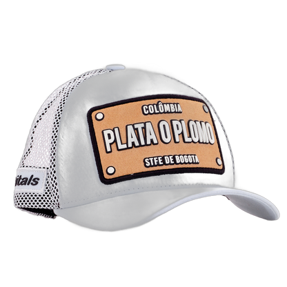 Boné itals Plata o Plomo Branco Patch Brown