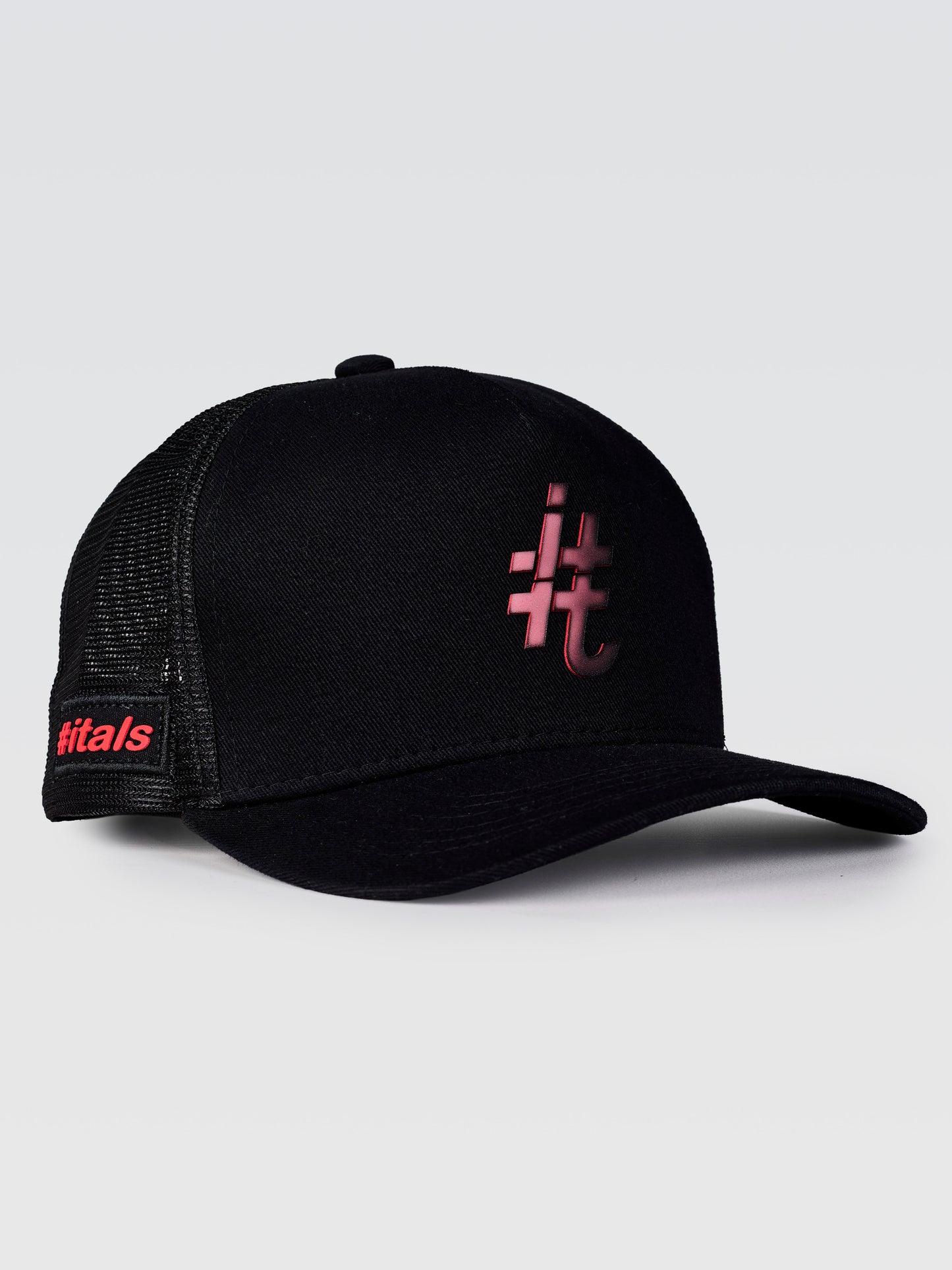 Boné Trucker #itals Preto — Brasão Mágico Vermelho