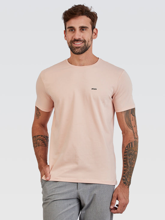 Camiseta Básica Rosê Logo Preto