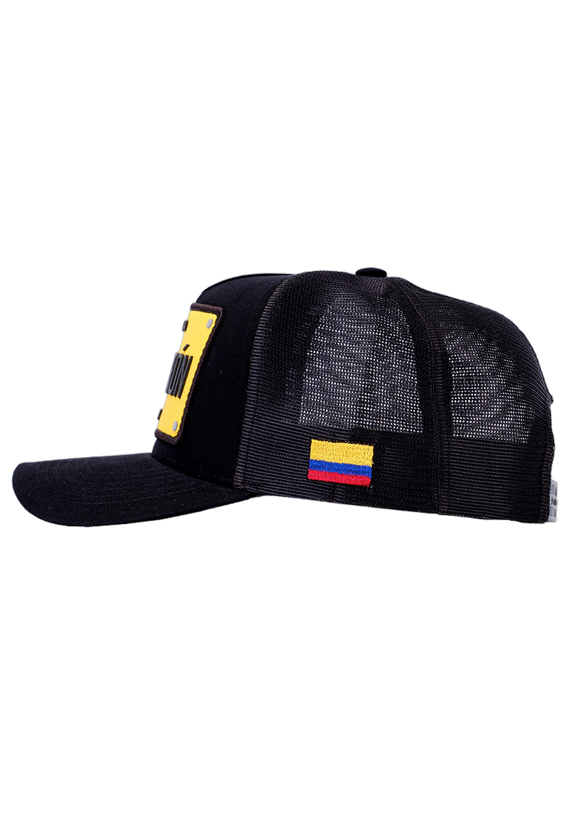 Boné itals El Patrón Preto Patch Amarelo
