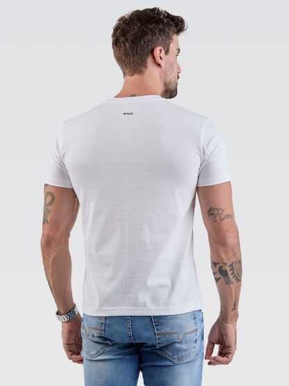 Camiseta Básica Pima Branco Logo Gold