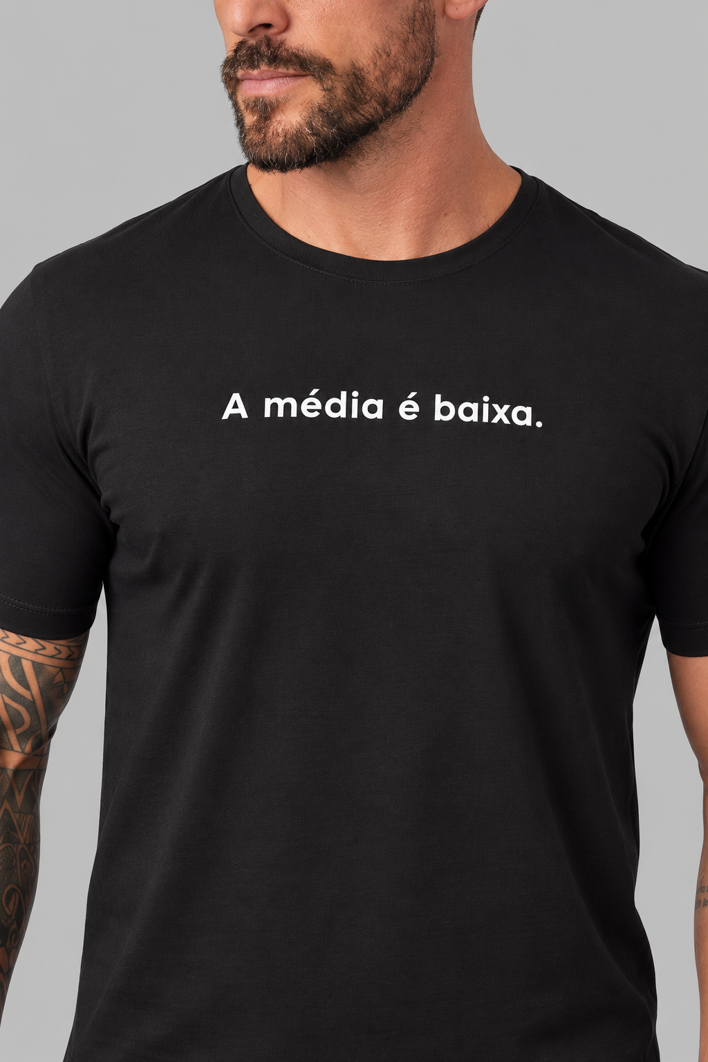 Camiseta Algodão Egípcio #itals Média Baixa Preta