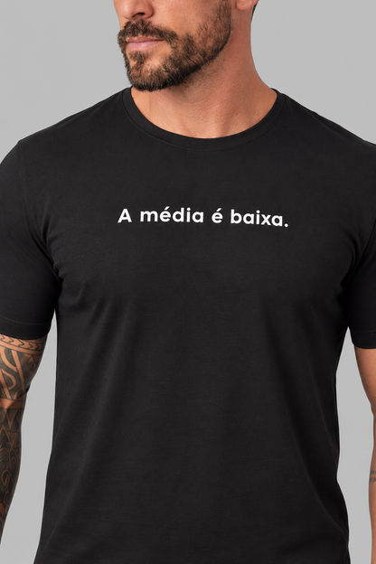 Camiseta Algodão Egípcio #itals Média Baixa Preta