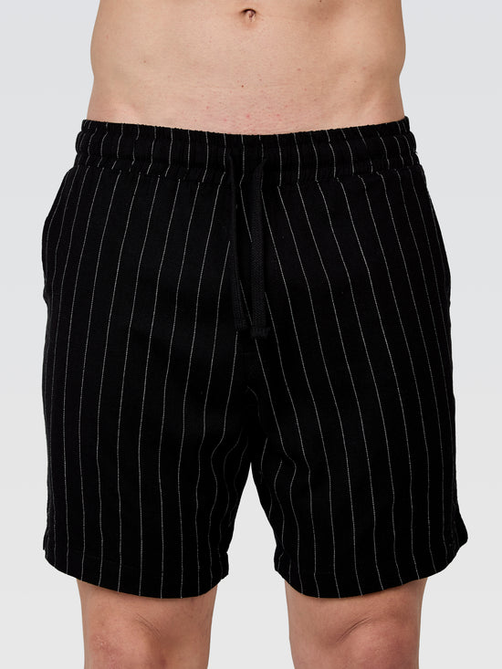 Short Linho Listra Preto