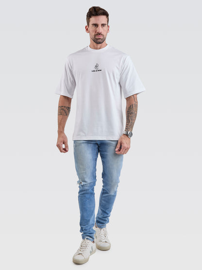 Camiseta Pima Oversized Life Is Now Branco