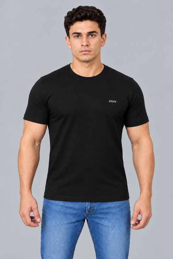 Camiseta Algodão Egípcio #itals Preta — Logo Verde