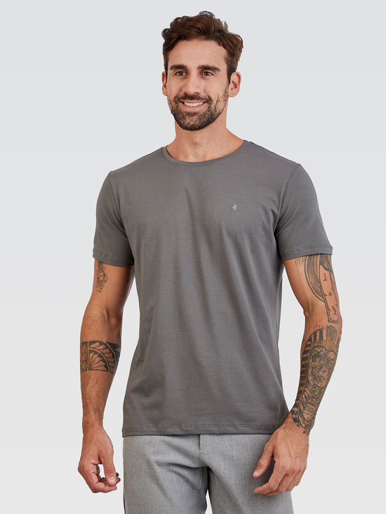 Camiseta Básica Cinza Brasão Cinza