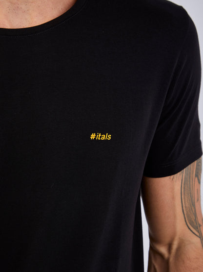 Camiseta Básica Preto Logo Neon Laranja