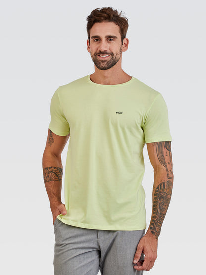 Camiseta Básica Verde Limão Logo Preto