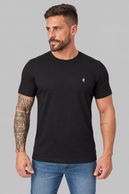 Camiseta Algodão Egípcio #itals Nunca Confie Preta
