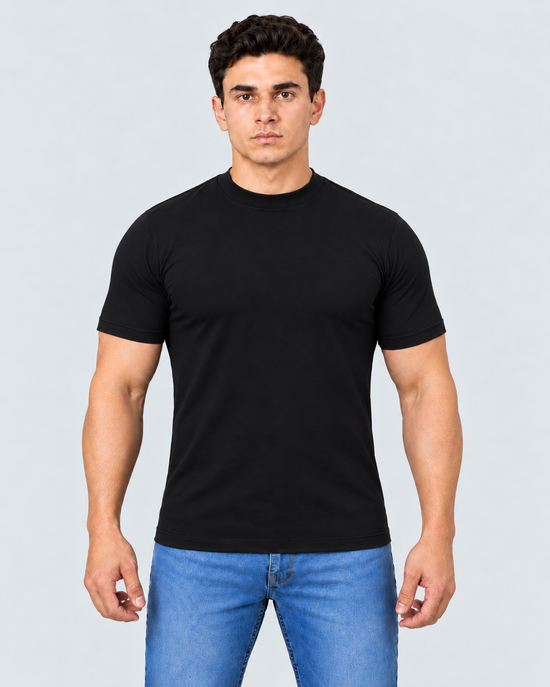 Camiseta gola alta preta algodão egípcio itals - foto 1