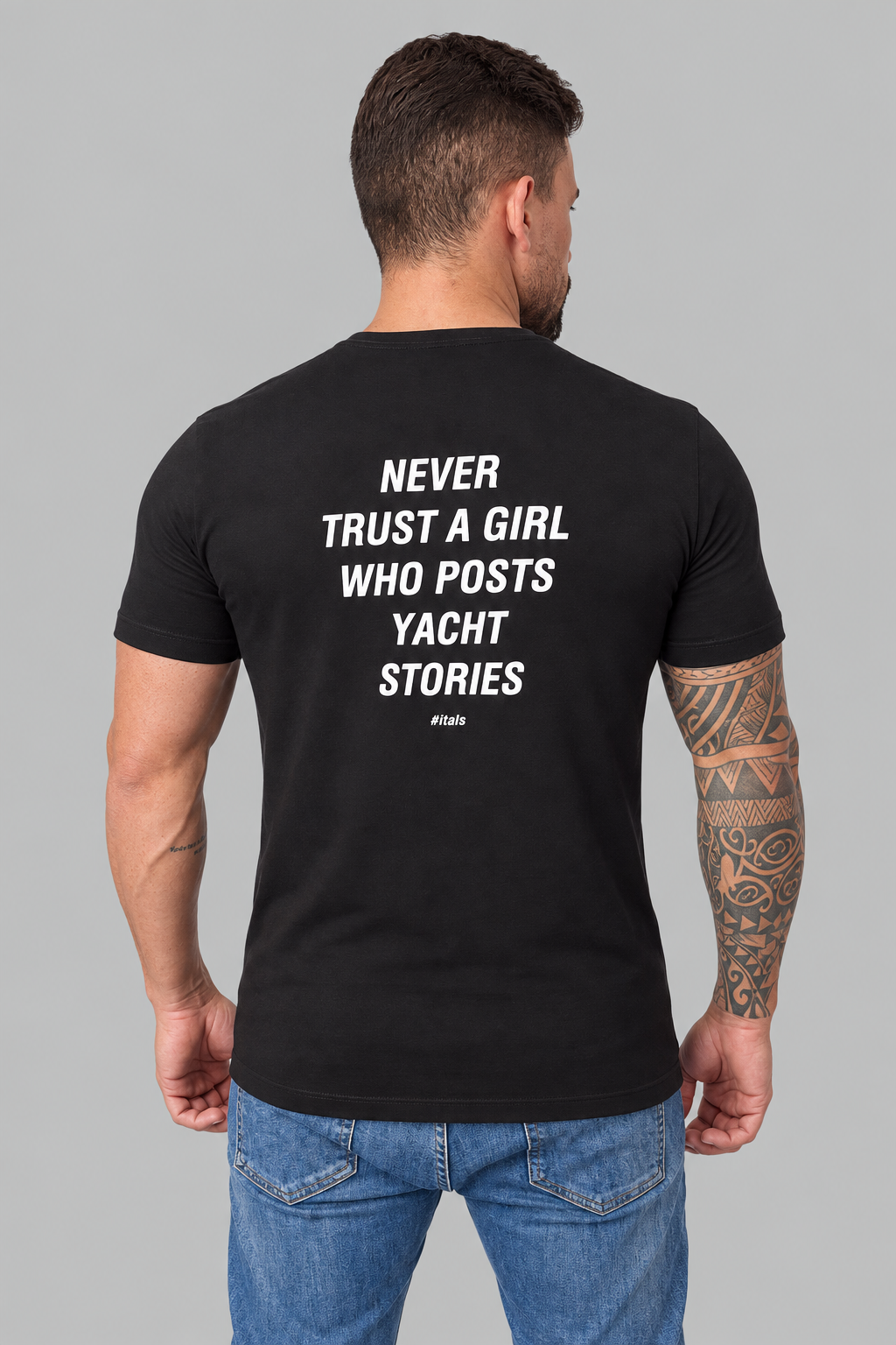 Camiseta Algodão Egípcio #itals Nunca Confie Preta