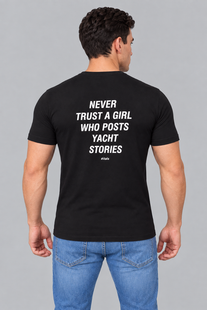 Camiseta Algodão Egípcio #itals Nunca Confie Preta