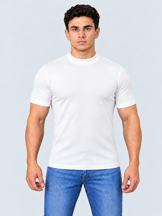Camiseta gola alta branca algodão egípcio itals - foto 1