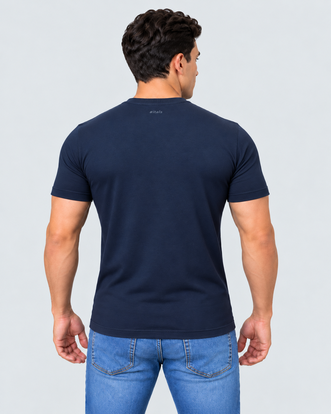 Camiseta gola alta azul marinho algodão egípcio itals - foto 3