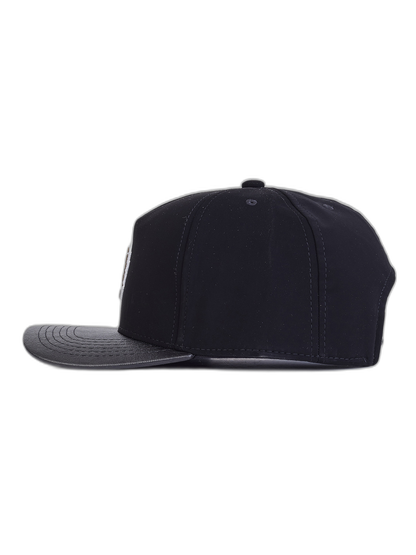 Boné Itals Preto Brasão Aba Couro