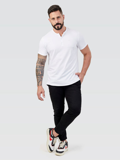 Camiseta Henley Branco