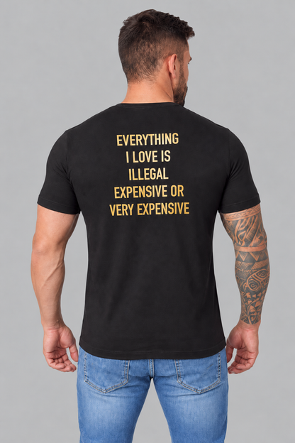 Camiseta Algodão Egípcio #itals Tudo o que eu amo Preta — Caro