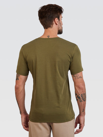 Camiseta Básica Gola V Verde