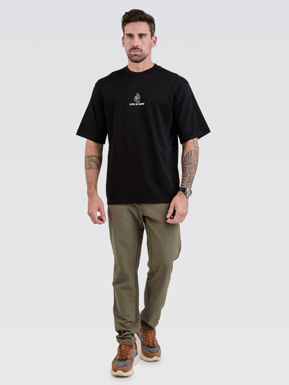 Camiseta Pima Oversized Life is Now Preto