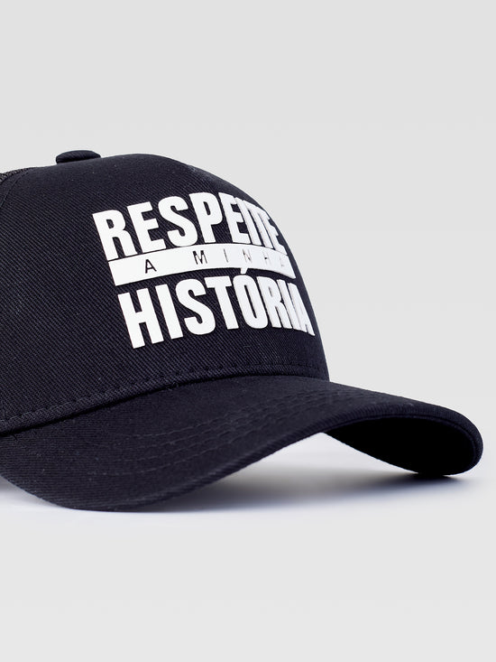 Boné Trucker #itals Respeite a Minha História Preto