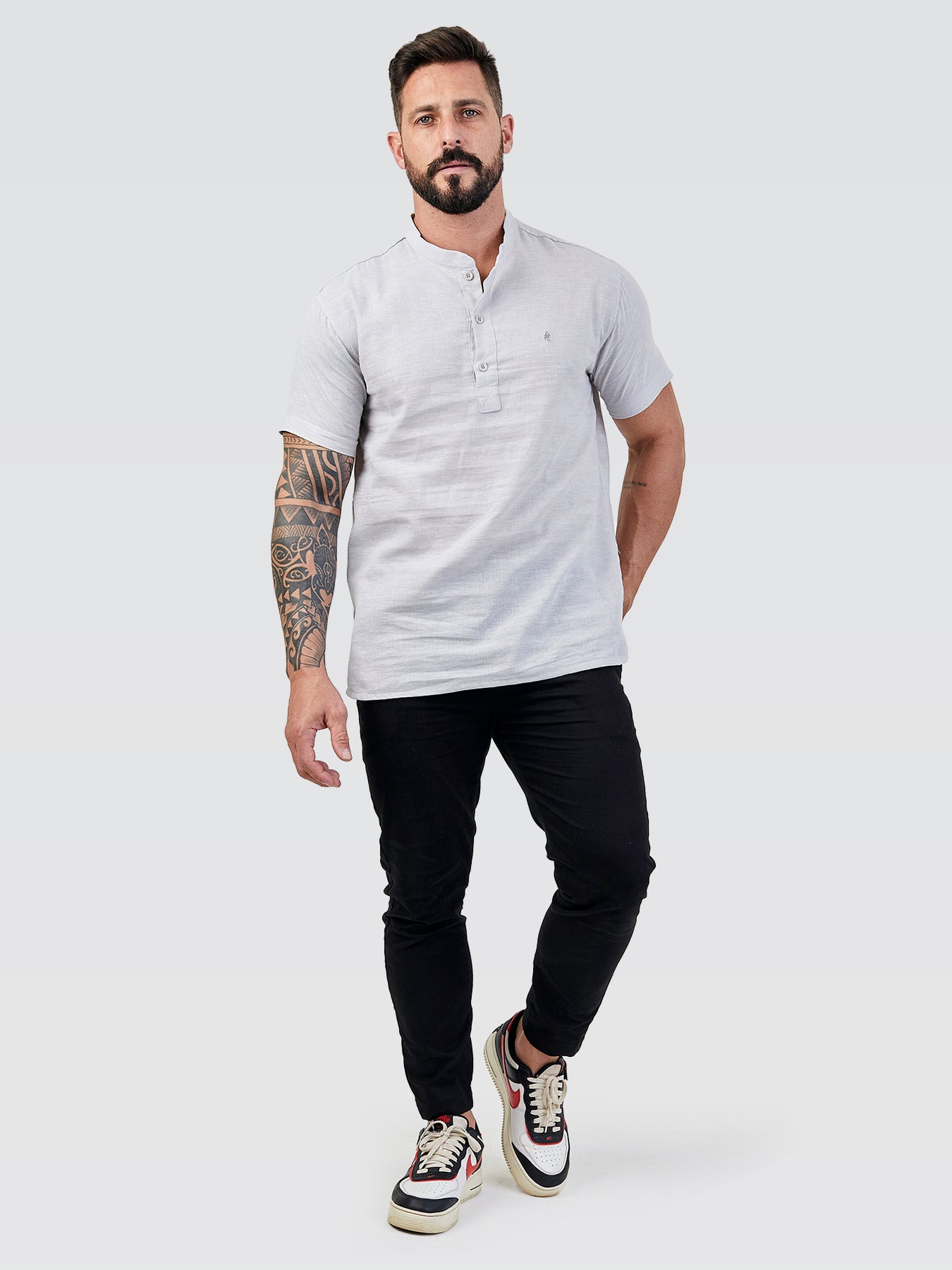 Bata Itals Manga Curta Cinza