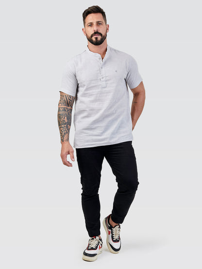 Bata Itals Manga Curta Cinza