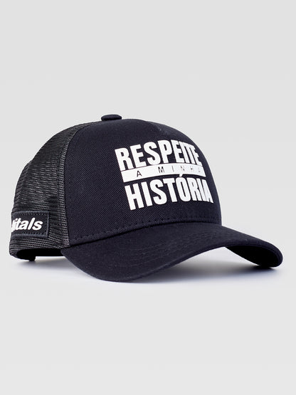 Boné Trucker #itals Respeite a Minha História Preto