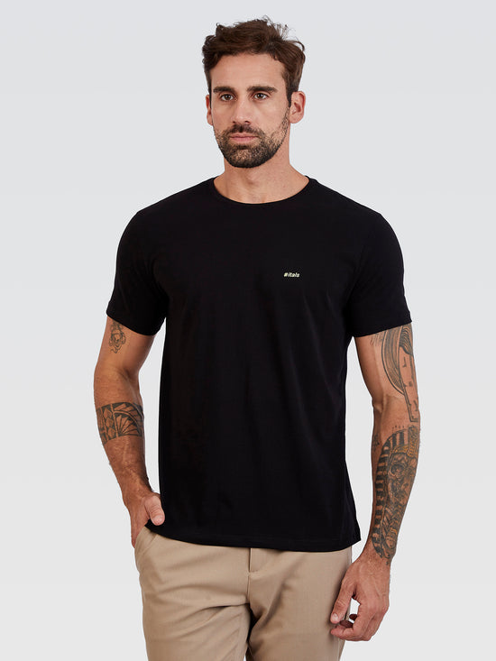 Camiseta Básica Preto Logo Neon Verde