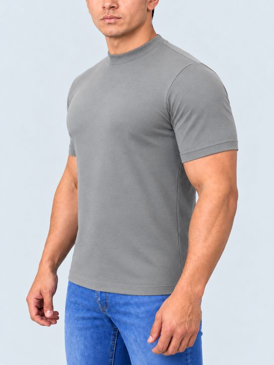 Camiseta gola alta cinza algodão egípcio itals - foto 2