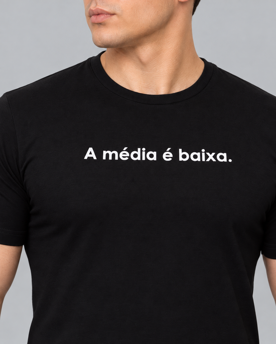 Camiseta Algodão Egípcio #itals Média Baixa Preta