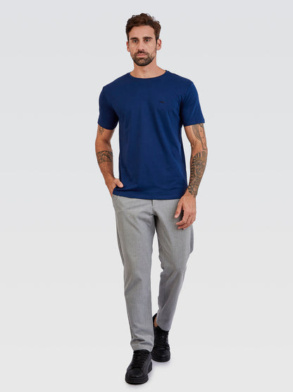 Camiseta Básica Marinho Logo Preto