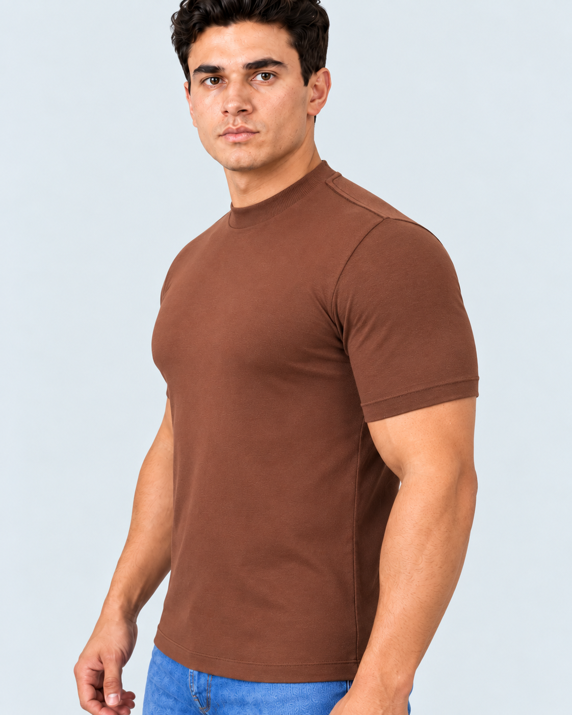 Camiseta gola alta marrom algodão egípcio itals - foto 2