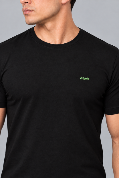 Camiseta Algodão Egípcio #itals Preta — Logo Verde