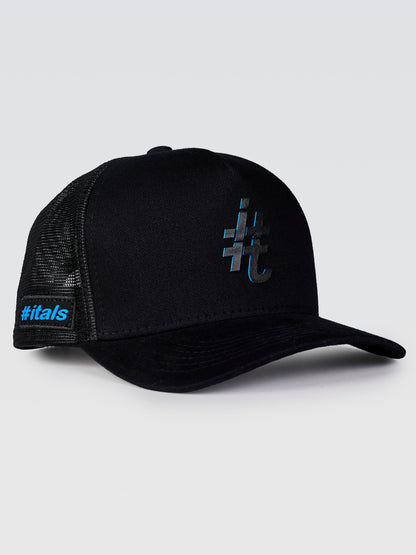 Boné Trucker #itals Preto - Brasão Mágico Azul