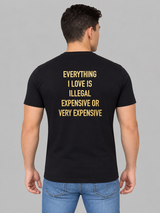 Camiseta Algodão Egípcio #itals Tudo o que eu amo Preta — Caro