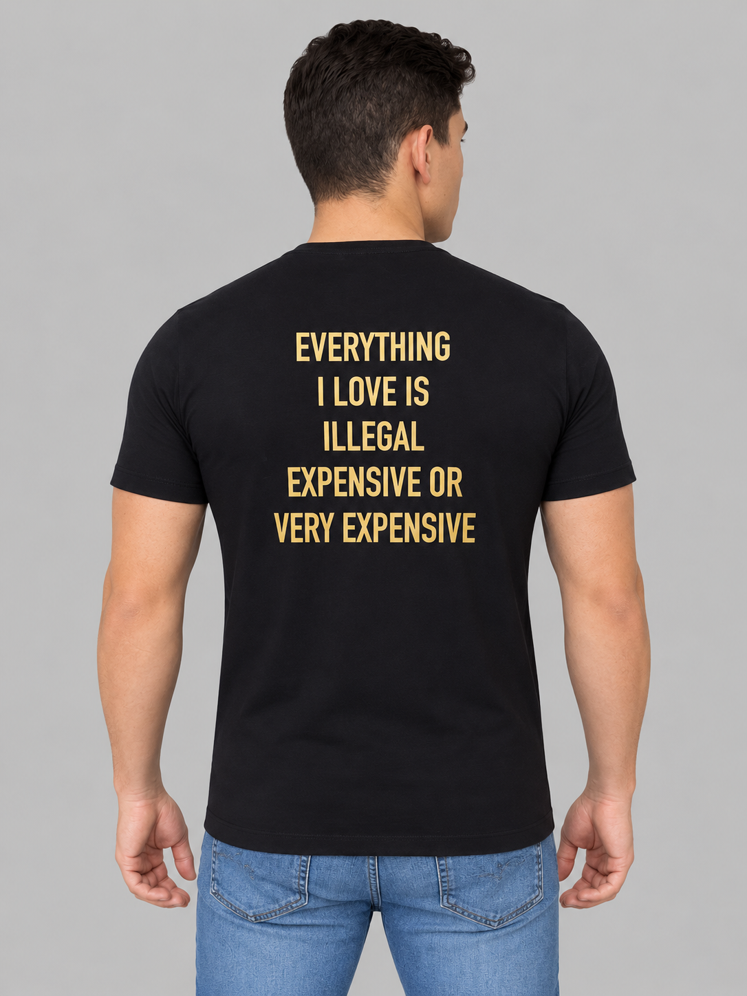 Camiseta Algodão Egípcio #itals Tudo o que eu amo Preta — Caro