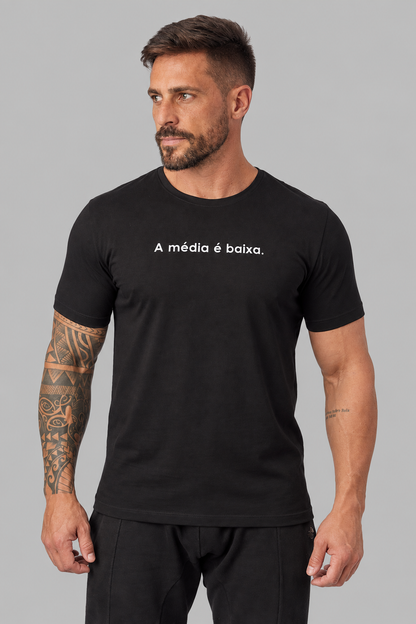 Camiseta Algodão Egípcio #itals Média Baixa Preta