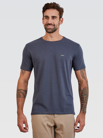 Camiseta Básica Chumbo Logo Neon Verde