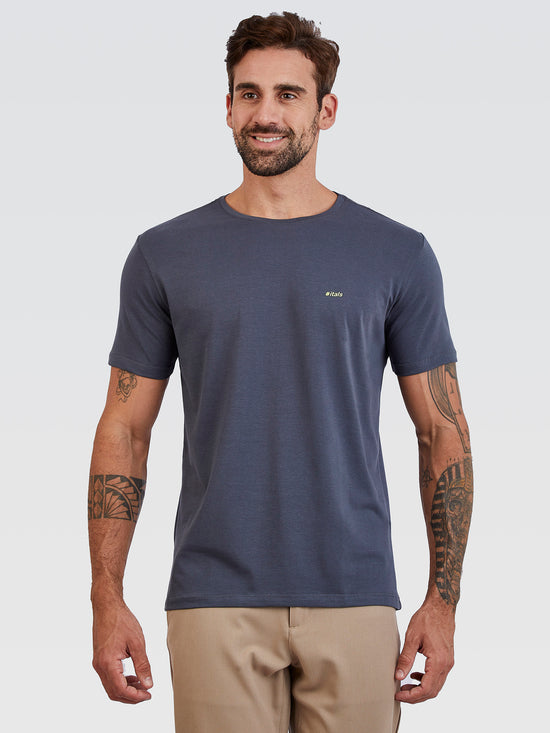 Camiseta Básica Chumbo Logo Neon Verde